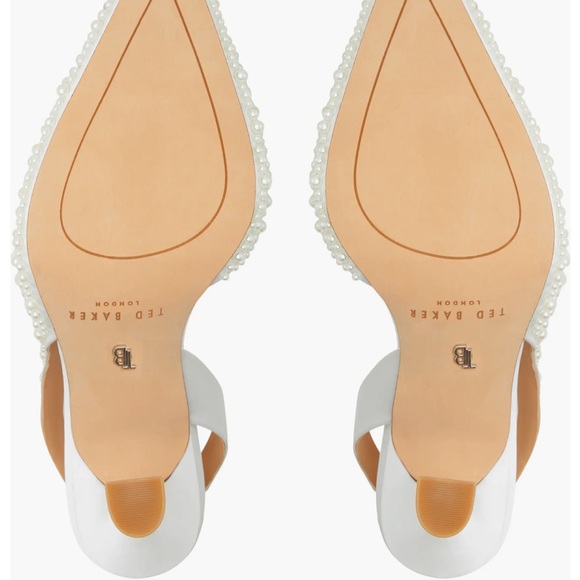 Ted Baker Ari Imitation Pearl Slingback Half D'Orsay Pointed Toe Pump Bridal - Picture 6 of 12